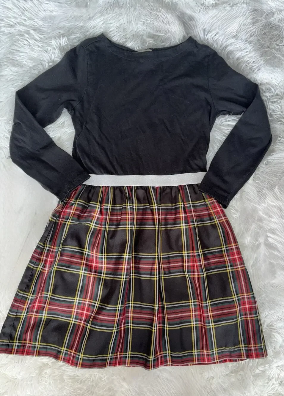 Crewcuts Girls 8 Black Holiday Plaid Skirt Design Party Dress. Beaut, Exc. Cond